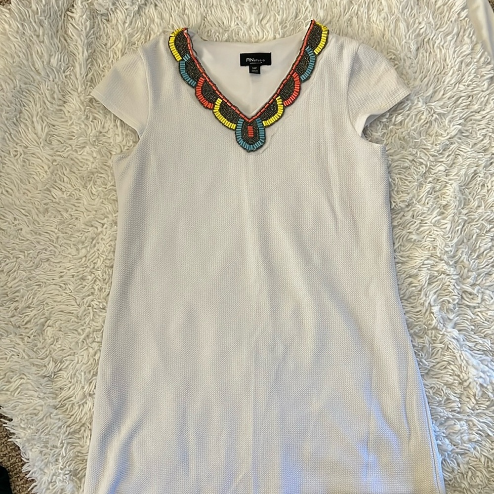Dress with beaded collar